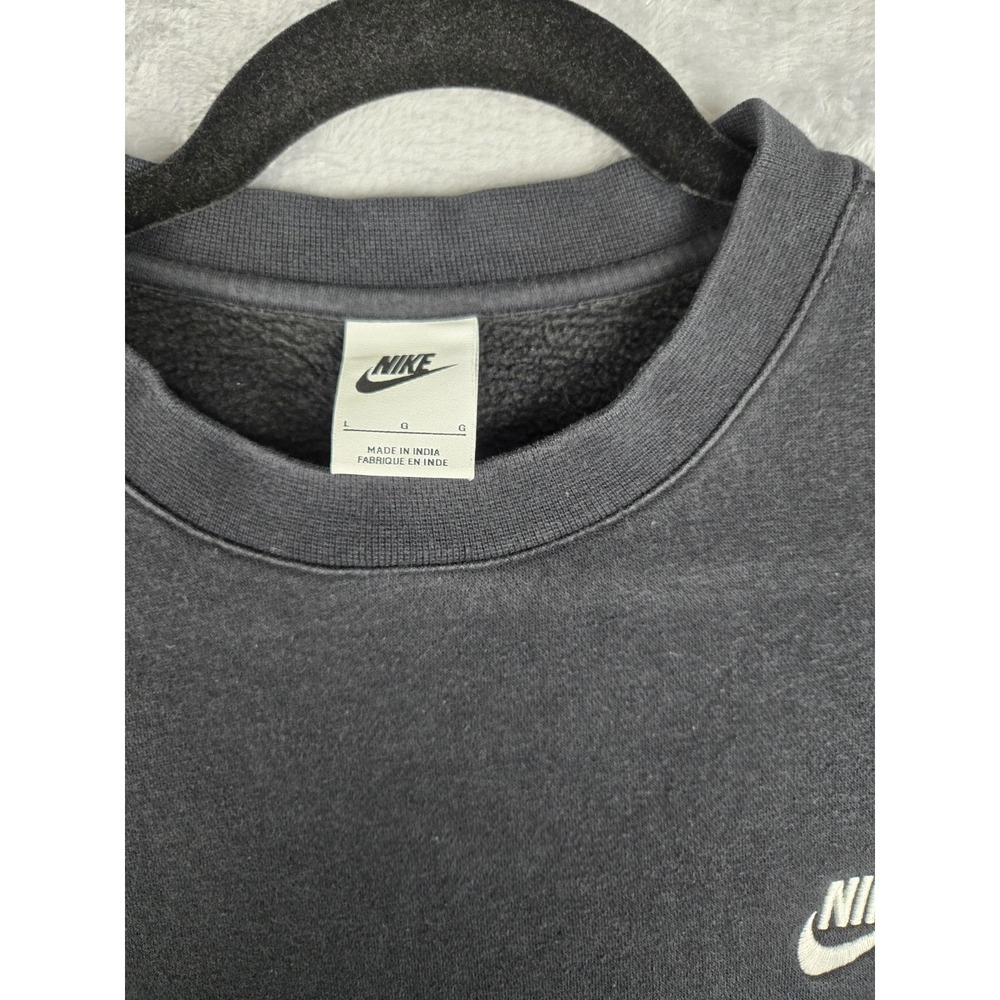 Nike Sportswear Club Fleece Crewneck Sweatshirt Men Large Black BV2662010 Swoosh - Picture 9 of 12